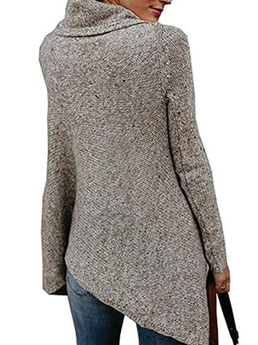 Chicnico 2017 Grey Tassel Asymmetrical Hem Shawl Speckled Fringe Cardigan