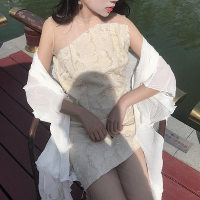CHICEVER Summer Irregular Pleated White Long Cardigan Women Basic Coat Female 2017 Chiffon Loose Vacation Coats Women's Clothing