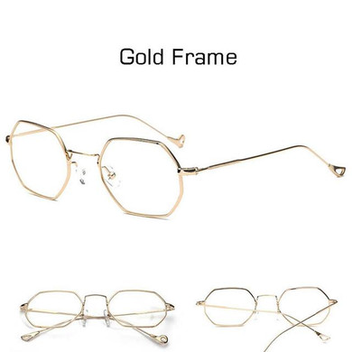 Trends Women Sunglasses Small frame polygon Clear lens Sunglasses Brand Designer Men vintage Sun Glasses Hexagon Metal Frame