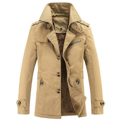 Trench Coat Men Winter Casual Thick velvet Jacket Mens Overcoat Cotton Parka Windbreaker Jackets abrigo hombre Long Trench Coat