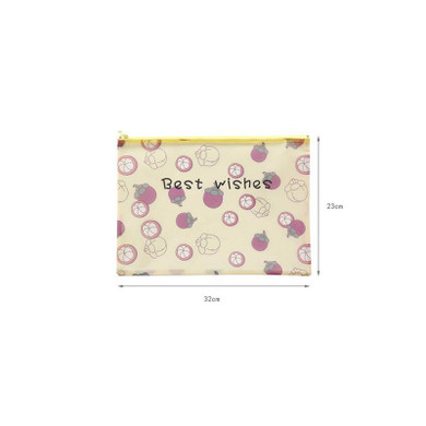 Transparent Zipper Student Stationery Bag A4 Big Capacity Document Bags Office Paper Storage Bag Fruit Grid File Folder Simple