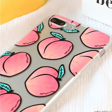 Transparent Soft TPU Peach Phone Cases for iPhone 7 6 6s Plus