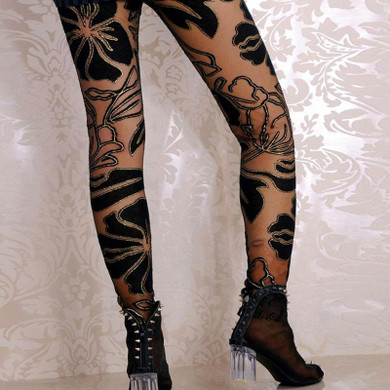 Transparent Mesh Floral Hollow Out Black Thin Fashion Leggings 2018 On Sale Fitness Punk Rock Leggings Sexy Low Waist Leggings