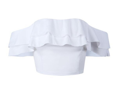 TQNFS Sexy Off Shoulder Womens Tops And Blouses Ruffles Backless White Women Blouses 2018 Summer Blouse Women Crop Top