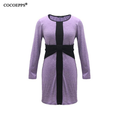 COCOEPPS Large Size women Patchwork Brand Dresses 2017 Autumn Plus Size women Clothing Long Sleeve Winter Dress Elegant vestidos