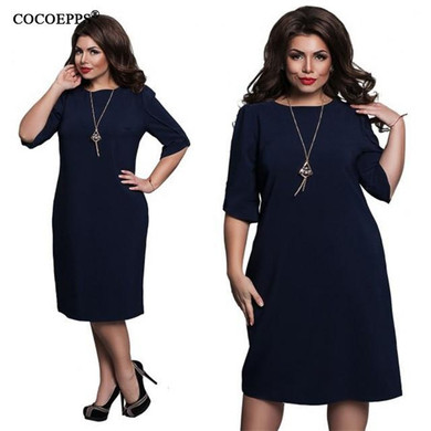 COCOEPPS fashionable loose women dresses big sizes NEW 2017 plus size women clothing half sleeve vestidos casual o-neck dress