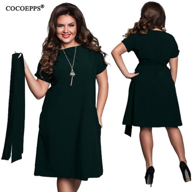 COCOEPPS Elegant Casual women blue dresses big sizes NEW 2018 plus size women clothing Summer style o-neck bodycon Chiffon Dress