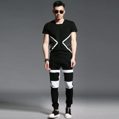 Male Fashion Casual Harem Pant High Quality Splice Jogger Sweatpant Street Fashion Hiphop Men Slim Fit Trouser