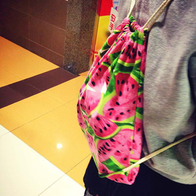 MAKORSTER Canvas Women Beach Watermelon Bag Female School supreme Backpacks Small Drawstring Bag Backpack For Girls YY290