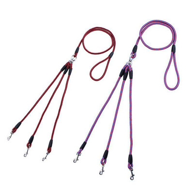3 Way Couplers Pet Walking Lead 140cm Long Nylon Braided Rope Dog Leash For 3 Dogs