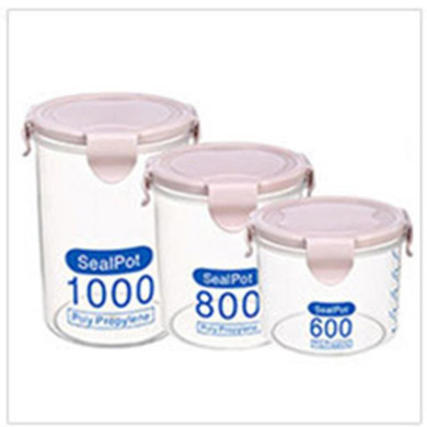 3 Psc/set (600ml+800ml+1000ml) Transparent Plastic Sealed Cans Food Grain Fridge Storage Tank Kitchen Cereal Storage Box
