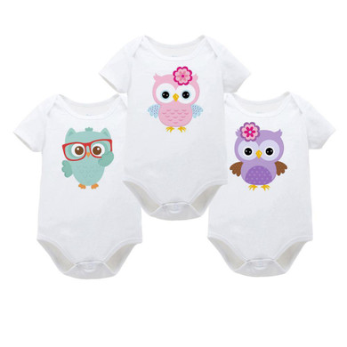 3 Pieces/lot Fantasia Baby Bodysuit Animal Owl Infant Jumpsuit Overall Short Sleeve Body Suit Baby Clothing Set Summer Cotton