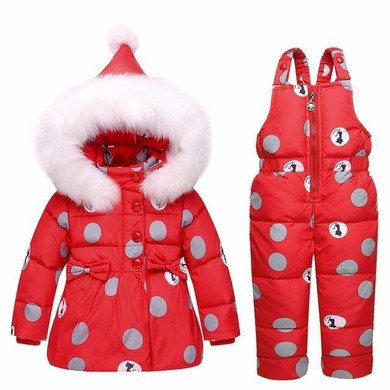 Russian Winter Jacket Duck Down Coat Toddler Girls Boys Snowsuit Clothing Sets Thick Coat+Bib Pants Thickening Warm Outerwear