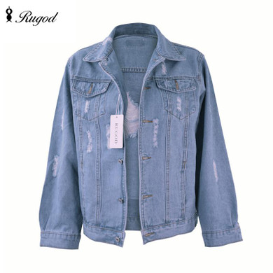 Rugod Women Basic Coats Autumn And Winter Women Denim Jacket Vintage Long Sleeve Loose Female Jeans Coat Casual Girls Outwear