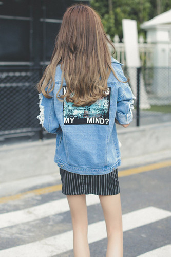 New Jeans Jacket Women Denim Broken BF Loose Jaqueta Feminina Jeans  Women Basic Coats 6CT013