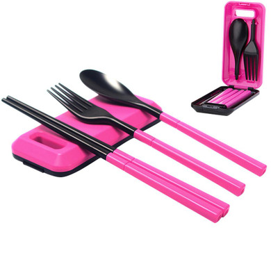 New Folding Travel Dinnerware Set Tableware Cutlery Set For Kids Bento Lunch Accessories J2Y