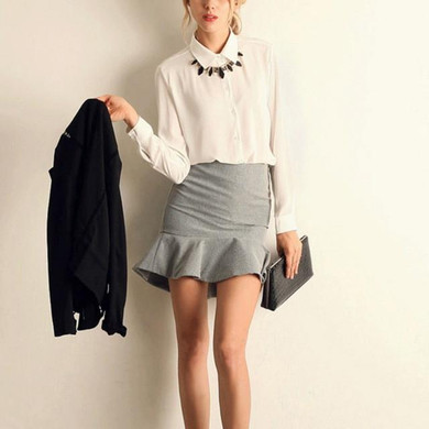 New Female Chiffon Blouse Casual Long Sleeve Shirt Women Clothing Blusas Tops Solid Color Lapel Shirts