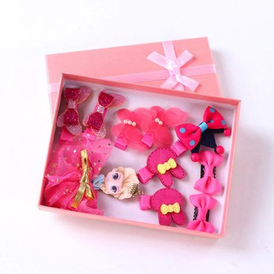 New Korean Children's Hair Accessories Headwear Set 10Pcs / Lot Girls Princess Bow Rabbit Ears Hair Clip Gift Box Set Headdress