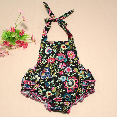 Ruffled Baby Girls Romper newborn baby girl clothes Set Cute Kids Jumpsuit Cotton baby bloomers diaper covers with headband