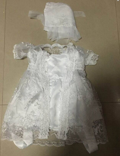 Retail 2016 New Newborn Baby Girl Christening Gown 3pcs Sets Infant Girls Princess Lace Baptism Dress Toddler Baby Clothes E1785