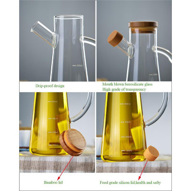 RELEA Brand Boron Silicon Glass Oiler Paojiu Bottle Sesame Oil Bottle Kitchen Supplies Leak-proof Oil Bottle 580ml