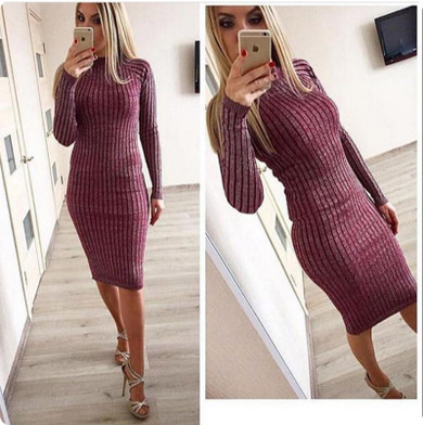 skitzyou Autumn Winter Women Knitted Long Sleeve Sweater Dress Elastic Slim Sexy Bodycon Black O Neck Party Fit Dresses vestidos