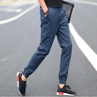 Side Zipper Slim Fit Hip Hop Jogger Pants Men's Summer Casual Cotton Trousers Male Khaki Cuffed Pants M-4XL