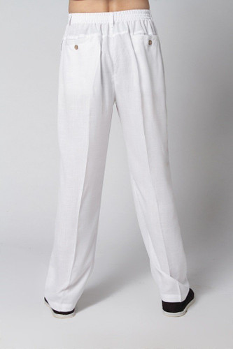 Hot Selling Beige Traditional Chinese Men's Kung Fu Trousers Casual Cotton Linen Pants with Pocket Size S M L XL XXL XXXL 2350-4