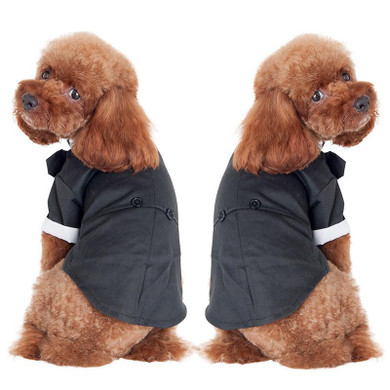 New Pet Dog Puppy Cat Tuxedo Bow Tie  Wedding Suit Costumes Coat S-XXL