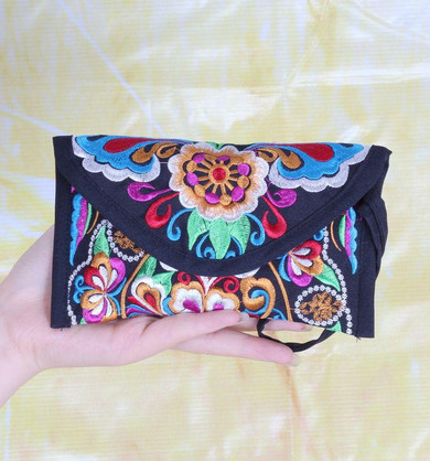new national ethnic embroidery embroidered Coin purse women's handmade small cloth wallet phone bag