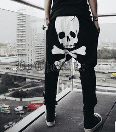 New Mens Joggers Harem Pants Men Dance Jogger Baggy Hip Hop Trousers Fashion Skeleton Print Drop Crotch Sweatpants Skater Pants