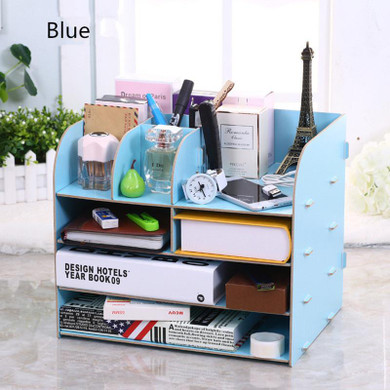 High Quality Wooden Home Office Desktop Storage Holder Shelf Make Up Storage Cosmetic Stationery Organizer