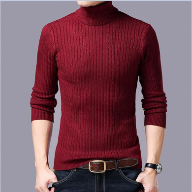 High quality winter men's cashmere warm sweater elastic turtleneck thick sweater long sleeve high collar male sweater pullover