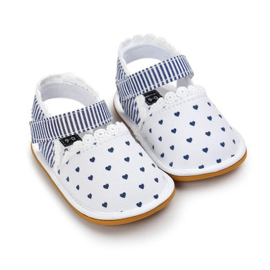 First Walkers Newborn Baby Girl Soft Sole Shoes Infant Toddler Lace Striped Print Crib Shoes 0-18M