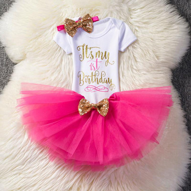 First 1st Birthday Outfits Baby Baptism Clothes Girl Party Wear Kids Clothing 2 Years Tutu Infant Baby Girl Christening Suits
