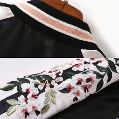 FIONTO Reversible Coat Embroidery Flower Phoenix Bird 2016 Women Bomber Jacket Coat Pilots Outerwear Jacket On Both Sides A155