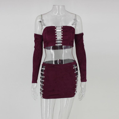 Feditch New Long Sleeve Sexy Bandage Dress Women Sexy Strapless Hollow Out Bodycon Party Dresses Autumn Elegant Ladies Vestidos