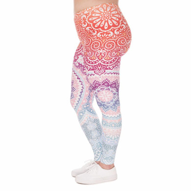 FCCEXIO 2017 New Plus Size Women Leggings Aztec Round Ombre Printed Stretch High Waist Large Size Trousers Pants For Plump Women