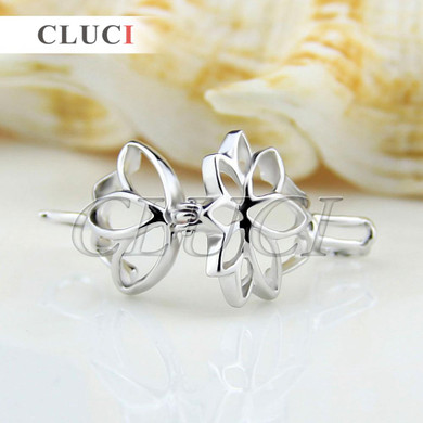 CLUCI 925 hollow bead necklace pendant lotus flower locket 3pcs