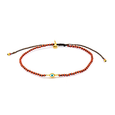 BEADED ADJUSTABLE BRACELET WITH ROUND ENAMEL EYE