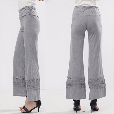 Gamiss Pantalones Mujer 2015 Loose Women's Pants Lace Patchwork Trousers for Women Cotton Sweatpants Wide Leg Pants Trousers