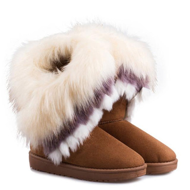 Gamiss Fox Fur Warm Autumn Winter Wedges Snow Women Boots Shoes Lady Short Boots Casual Long Snow Shoes Fur Women Snow Boots