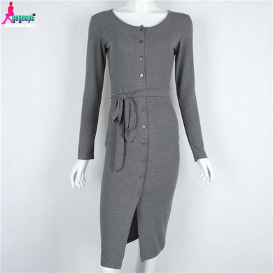 Gagaopt Office Dress 95% Cotton Sexy Black Party Dresses Women Autumn Dress Knee-length Bodycon Long Maxi Dress Vestidos Robe