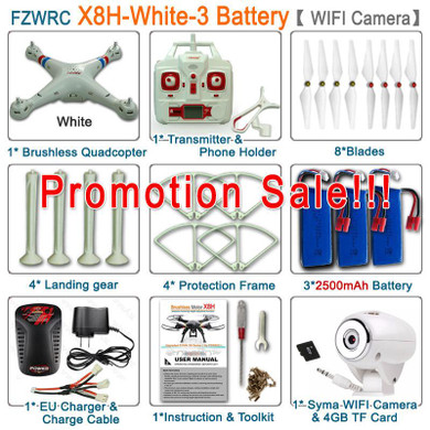 FZWRC X8H Brushless Motor RC Quadcopter Upgraded By SYMA X8C X8W X8G X8HC X8HW X8HG Drone Helicopter with WIFI or No Camera