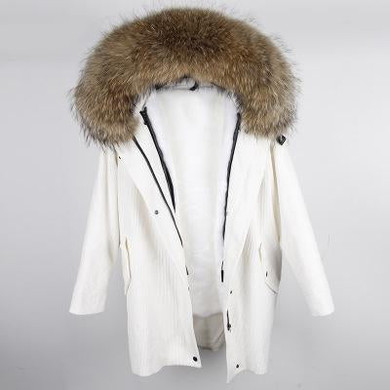 Furlove real fur coat women's raccoon fur hooded coat parkas outwear long detachable lining winter jacket brand style