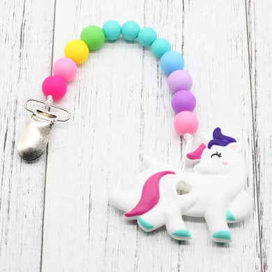Unicorn Teething Toy Baby Shower Gift Teether Teething Toy Clip on Teether New Baby Gift Gift for New Mom Baby nipple chain