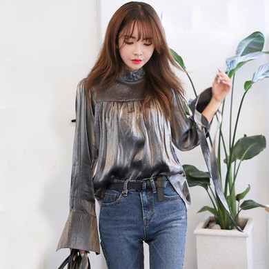 TWOTWINSTYLE 2017 Autumn Long Sleeve women's blouses shirts Female Lace Up Cuffs Tops casual Fashion Korean Clothing