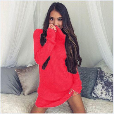 Turtleneck Long knitted pullover sweater Women jumper pull femme Casual sweter Autumn winter 2017 warm knitting sweaters Tops