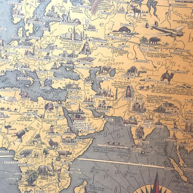 Vintage World Map Great Building Retro Maps Kraft Paper Poster Paint vintage Wall Sticker Art Crafts Maps bar cafe Decor 67x51cm