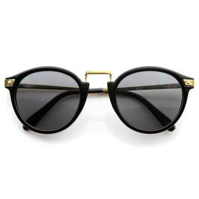 Vintage Steampunk Inspired Round Horned Rim Frame Sunglasses